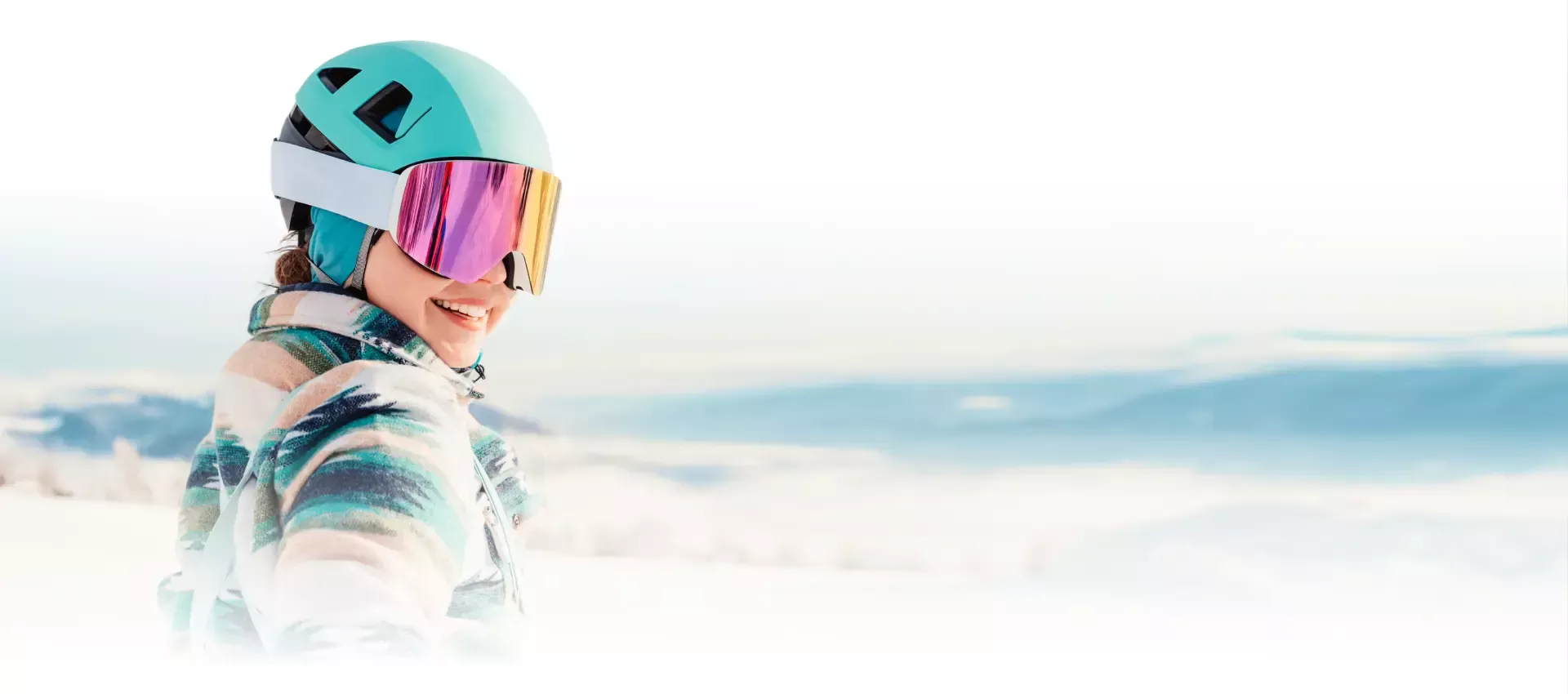 Skier in deep powder snow