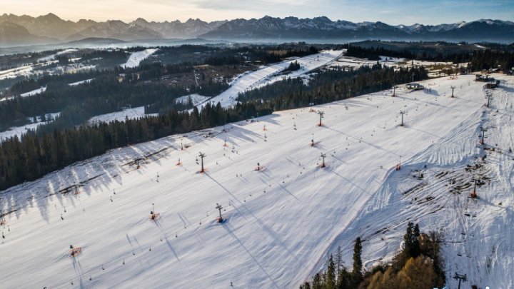 Aerial view of ski slopes at Kotelnica resort